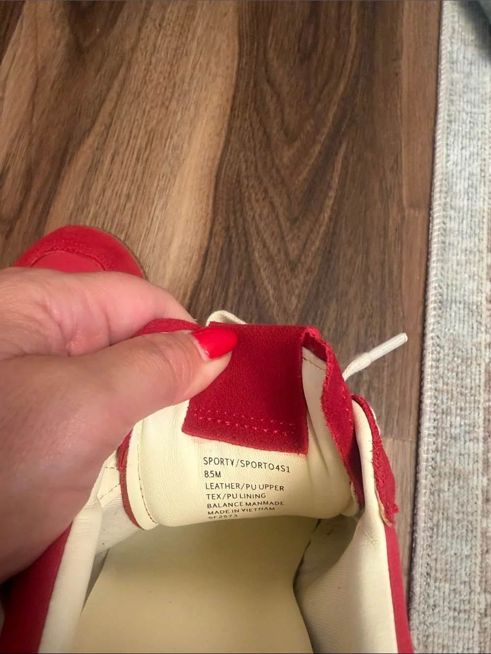 Steve Madden Red Sneakers with Blue & Cream Laces
